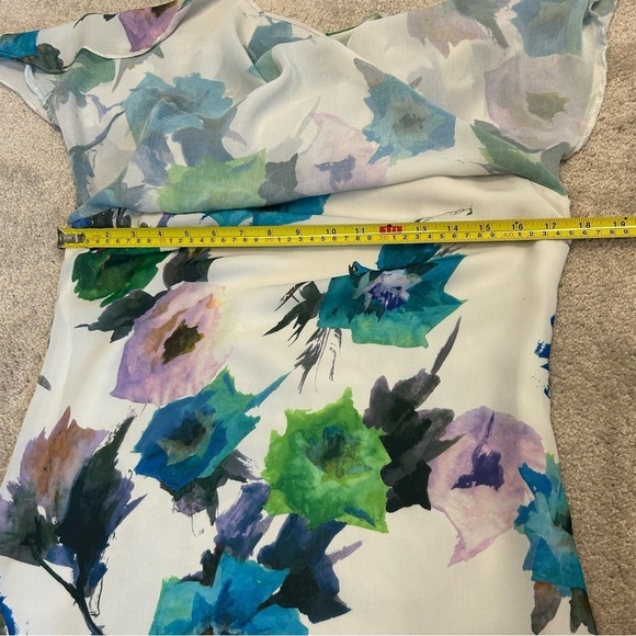 Zara White Double Layered tiered ruffle frill Floral flower Print dress Sz M - Picture 9 of 10